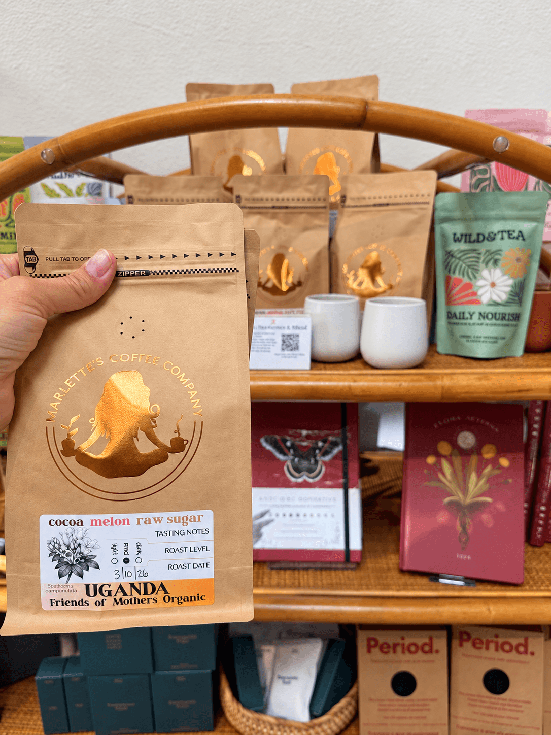Marlette’s Coffee bag in the Mi Hita display inside Daydream in San Diego County
